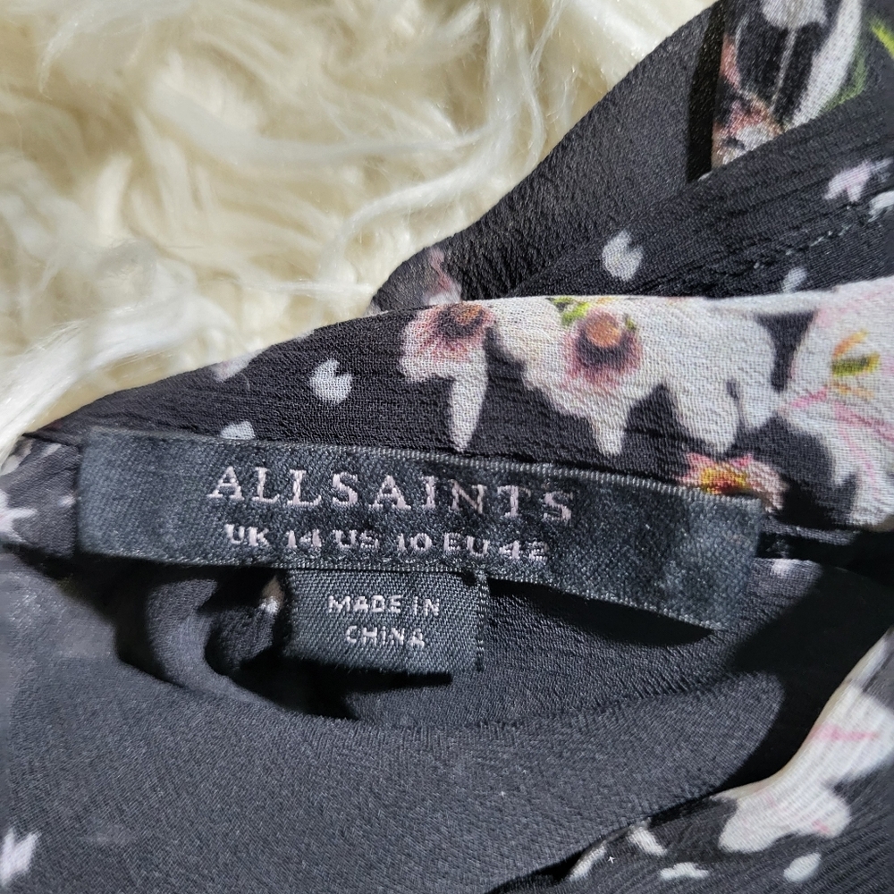 AllSaints | Eimear Cultiver Tiered Flowers Maxi Dress, Black Size US 10 - Picture 6 of 12